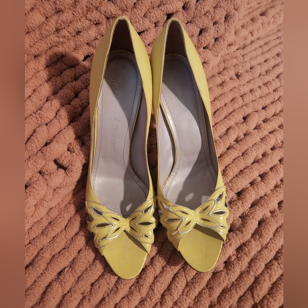 Jean Michael Cazabat Yellow Peep-Toe Heels